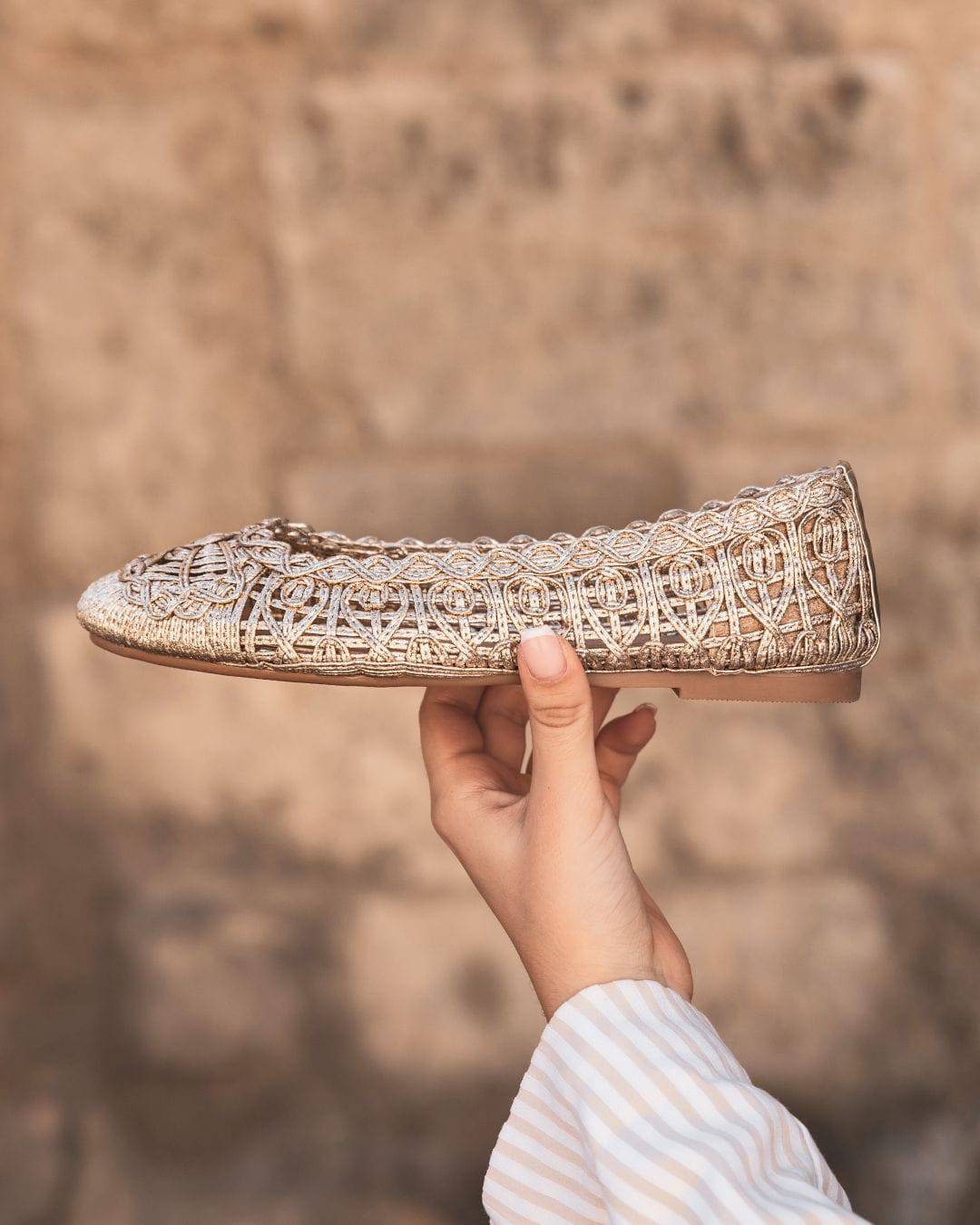 Ballerines femme plates confort dorées - Ombeline - Casualmode.fr