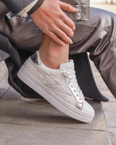 Basket femme argentée à lacets - Patricia - Casualmode.fr