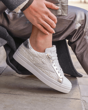 Basket femme argentée à lacets - Patricia - Casualmode.fr