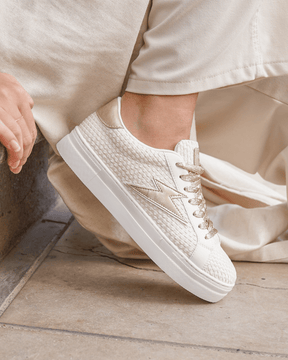 Basket femme beige à lacets - Patricia - Casualmode.fr