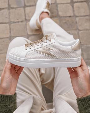 Basket femme beige à lacets - Patricia - Casualmode.fr