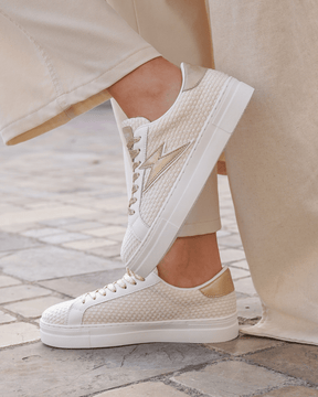 Basket femme beige à lacets - Patricia - Casualmode.fr