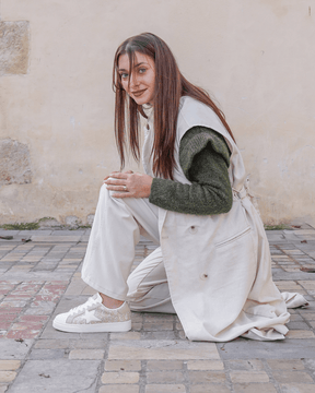 Basket femme étoile beige à lacets - Alicia - Casualmode.fr