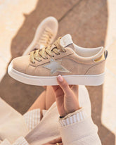 Basket femme étoile beige à lacets - Léa - Casualmode.fr