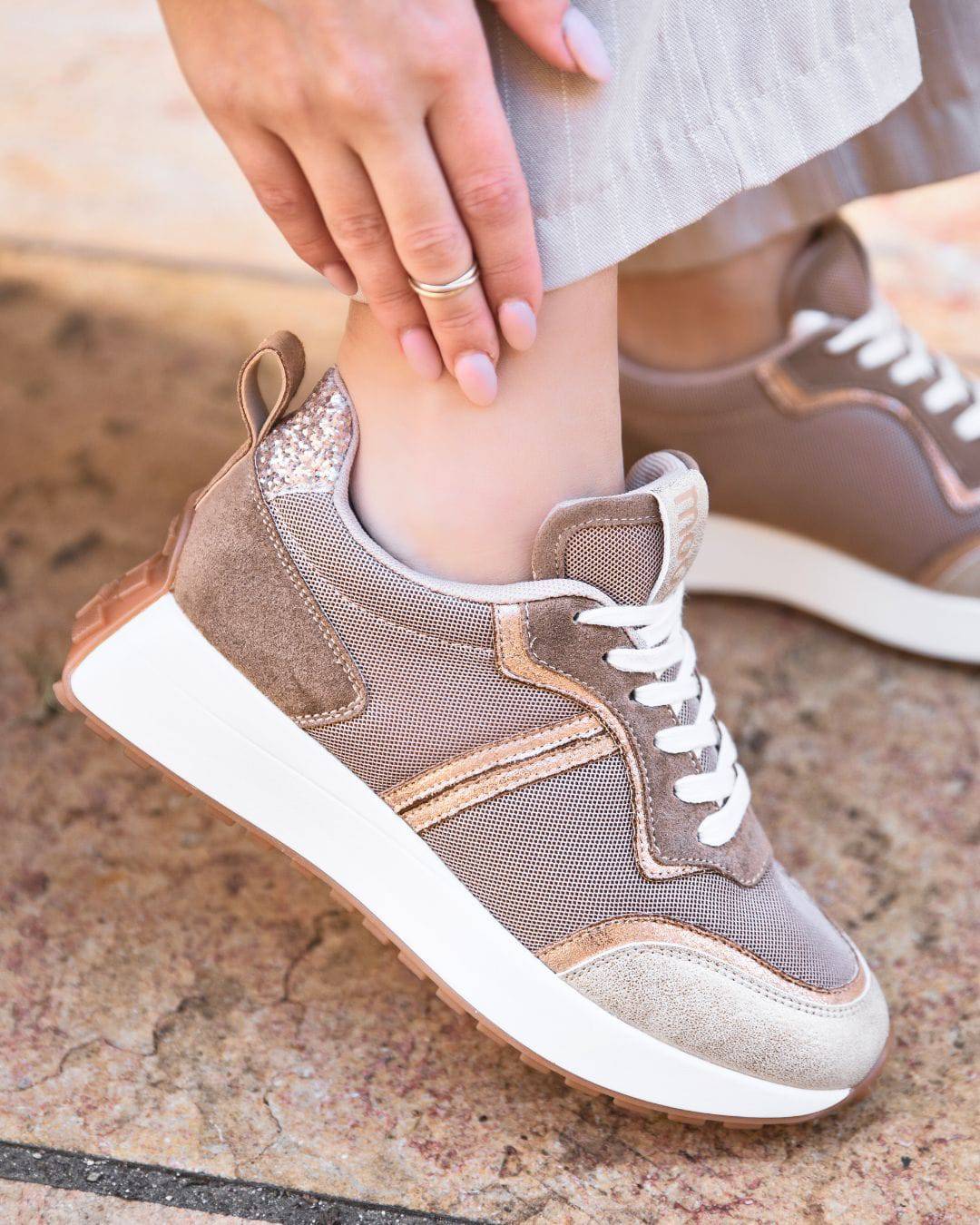 Basket femme camel à lacets - Angelina - Casualmode.fr