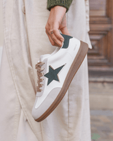 Basket femme étoile kaki à lacets - Cléa - Casualmode.fr