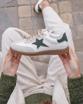 Basket femme étoile kaki à lacets - Cléa - Casualmode.fr