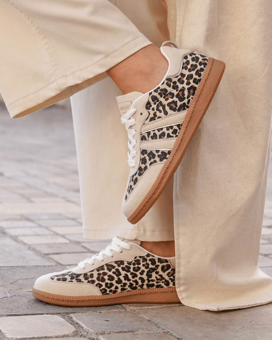 Basket femme léopard à lacets - Géraldine - Casualmode.fr
