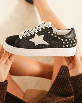 Basket femme noire étoile à lacets - Doriane - Casualmode.fr