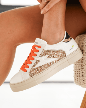 Basket femme orange à lacets - Ursula - Casualmode.fr