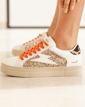 Basket femme orange à lacets - Ursula - Casualmode.fr
