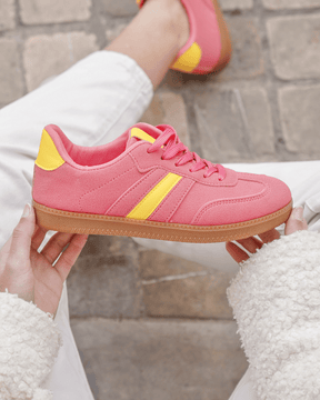 Basket femme rose à lacets - Joséphine - Casualmode.fr