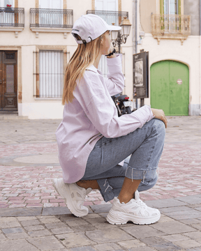 Basket femme compensée blanche à lacets - Arya - Casualmode.fr