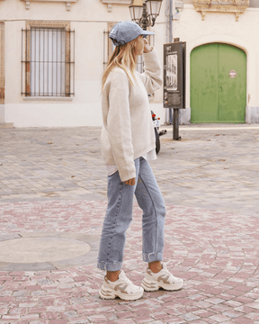 Basket femme compensée taupe à lacets - Arya - Casualmode.fr