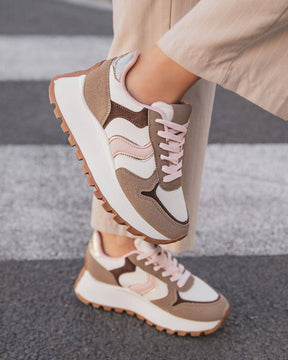 Basket femme taupe compensée - Sonia - Casualmode.fr