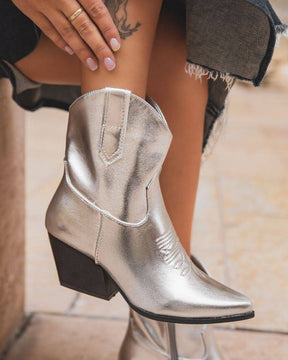 Bottines femme argentées à talon - Anae - Casual Mode