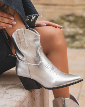 Bottines femme argentées à talon - Anae - Casual Mode
