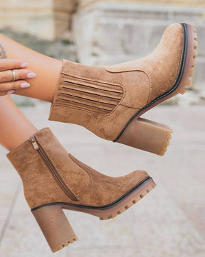 Bottines femme camel à talon - Frida - Casualmode.fr