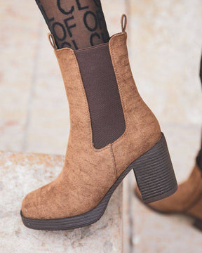 Bottines femme camel à talon - Marie - Casualmode.fr