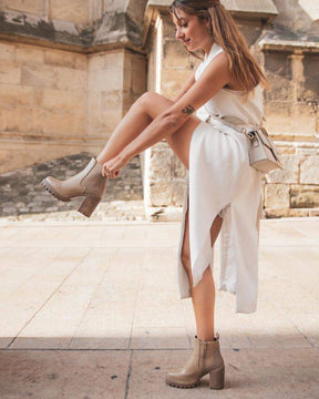Bottines femme taupe à talon - Naomie - Casual Mode