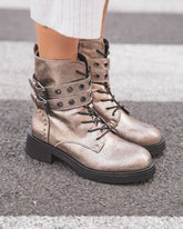 Bottines femme taupe rangers à lacets - Vanessa - Casualmode.fr