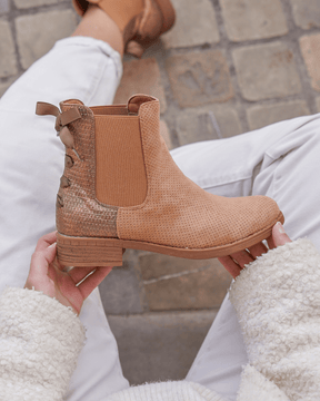 Bottines femme camel avec ruban - Constance - Casualmode.fr