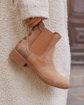 Bottines femme camel avec ruban - Constance - Casualmode.fr