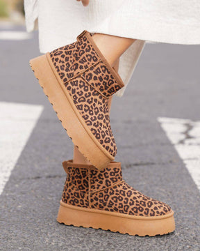 Bottines femme léopard à plateforme fourrées - Alexane - Casualmode.fr