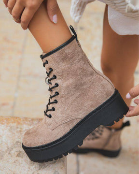 Bottines femme taupe rangers - Carolina - Casualmode.fr