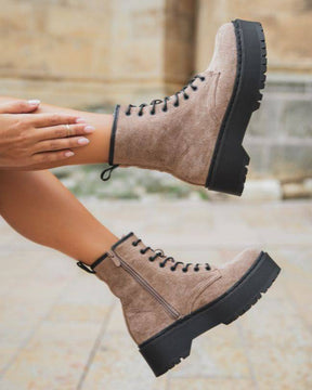 Bottines femme taupe rangers - Carolina - Casualmode.fr