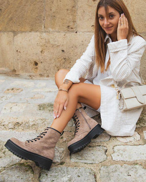 Bottines femme taupe rangers - Carolina - Casualmode.fr