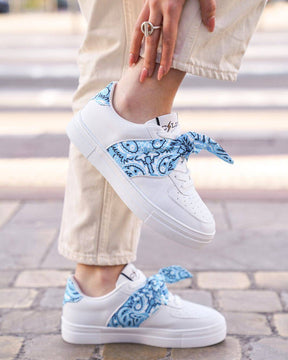 Basket femme bandana bleue à lacets - CL11 BLUE - Casualmode.fr