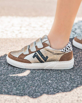 Basket femme camel à scratch - CL80 CAMEL - Casualmode.fr