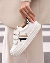 Basket femme blanche zébrée creepers à scratch - CL73 ZEBRA - Casualmode.fr