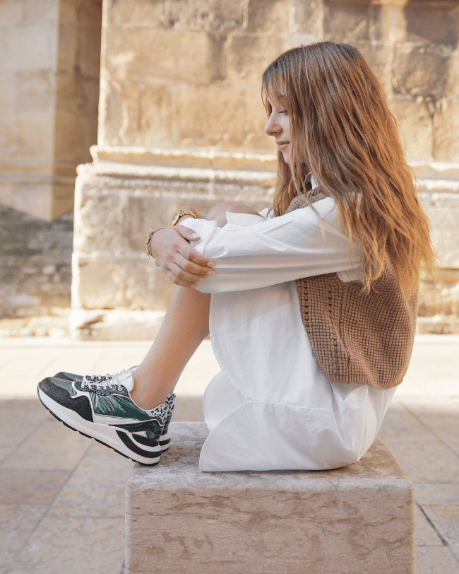 Basket femme verte semelle épaisse -  CL72 GREEN - Casualmode.fr