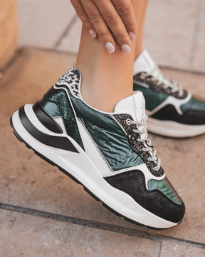 Basket femme verte semelle épaisse -  CL72 GREEN - Casualmode.fr
