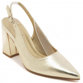 Escarpins femme dorés à talon carré - Giulia - Casualmode.fr