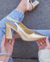 Escarpins femme dorés à talon carré - Giulia - Casualmode.fr