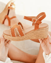 Sandale femme compensée camel - Donoma - Casualmode.fr