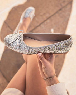 Ballerines femme plates argentées pailletées - Flavia - Casualmode.fr