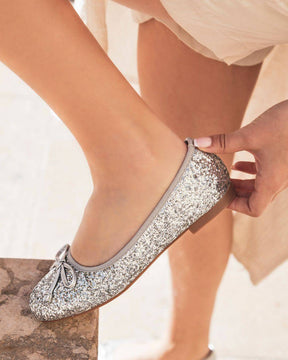 Ballerines femme plates argentées pailletées - Flavia - Casualmode.fr