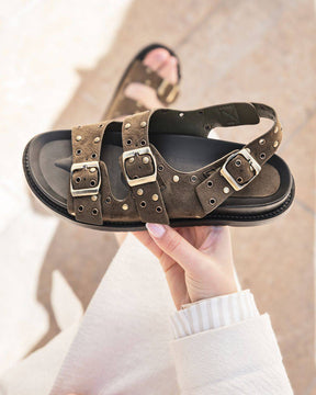 Sandale femme plateforme confort kaki - Valentine - Casualmode.fr