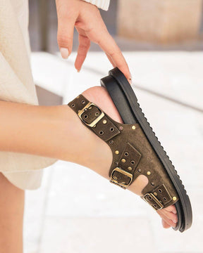 Sandale femme plateforme confort kaki - Valentine - Casualmode.fr