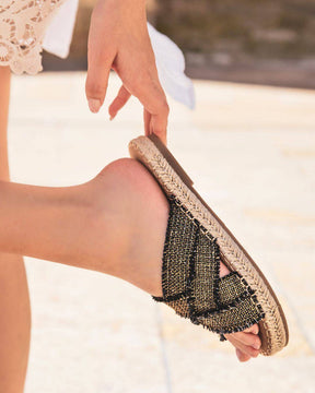 Sandale femme plate confort noir - Milena - Casualmode.fr