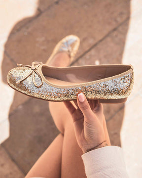 Ballerines femme plates dorées pailletées - Flavia - Casualmode.fr