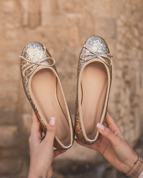 Ballerines femme plates dorées pailletées - Flavia - Casualmode.fr