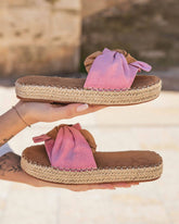 Sandale femme plateforme confort rose et camel - Pénélope - Casualmode.fr