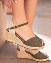 Sandale femme compensée kaki - Mona - Casualmode.fr