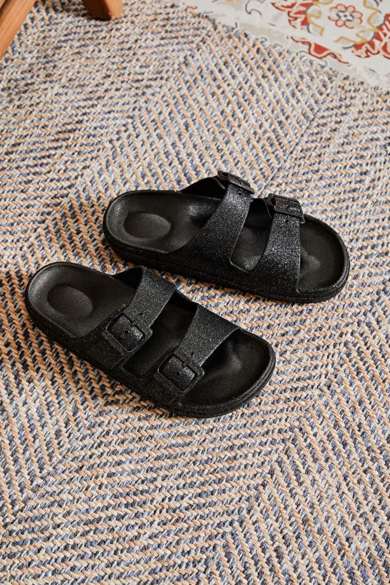 Sandale femme plate mule noire - Carina - Casualmode.fr