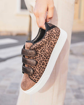 Basket femme léopard à scratch - Apolline - Casualmode.fr